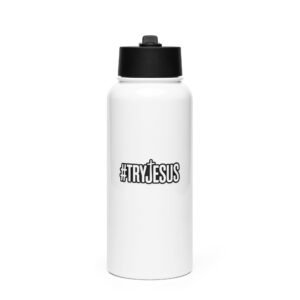 Stainless steel water bottle with a straw lid